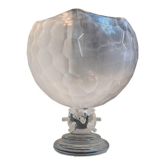 Image 1 of Italian Sand Crystal Handmade Cut Vase