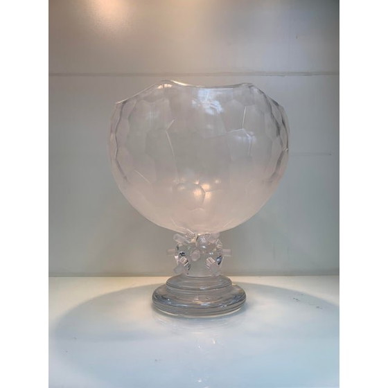 Image 1 of Italian Sand Crystal Handmade Cut Vase