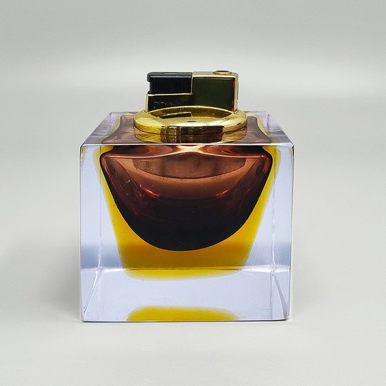 Image 1 of 1960S Stunning Brown Table Lighter In Murano Sommerso Glass By Flavio Poli For Seguso