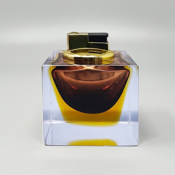 Image 1 of 1960S Stunning Brown Table Lighter In Murano Sommerso Glass By Flavio Poli For Seguso