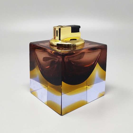 Image 1 of 1960S Stunning Brown Table Lighter In Murano Sommerso Glass By Flavio Poli For Seguso