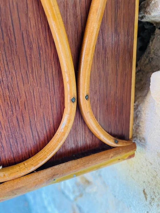 Image 1 of Vintage Rattan And Bamboo Wall Shelf With Sliding Glass Doors Cabinet, 1960S