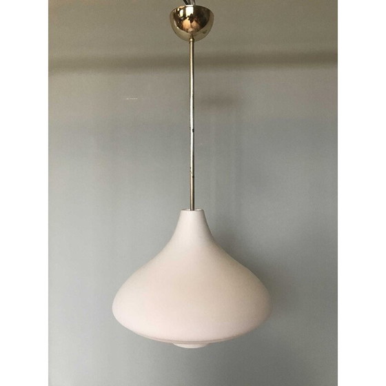 Image 1 of Vintage Opaline Hanging lamp Toupie 1950s
