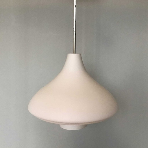 Vintage Opaline Hanging lamp Toupie 1950s