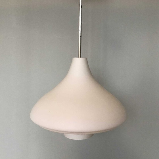 Image 1 of Vintage Opaline Hanging lamp Toupie 1950s