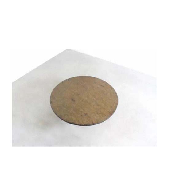 Image 1 of Brutalist 1970s Round Coffee Table with a Brown/Green Slate Top