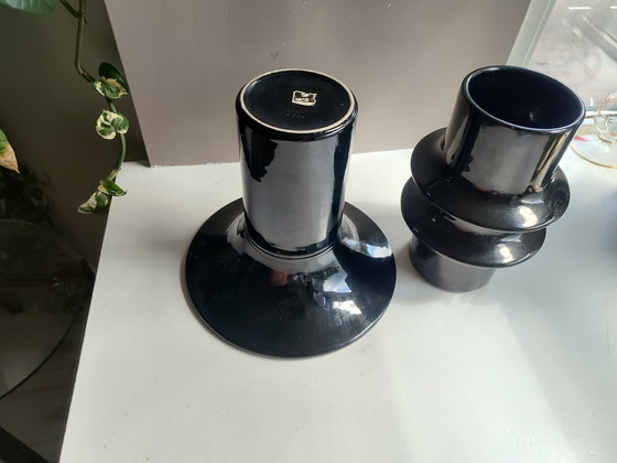 Image 1 of 2x Sigart black vases 1970s