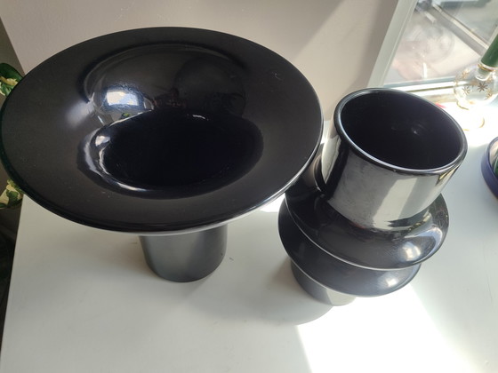 Image 1 of 2x Sigart black vases 1970s