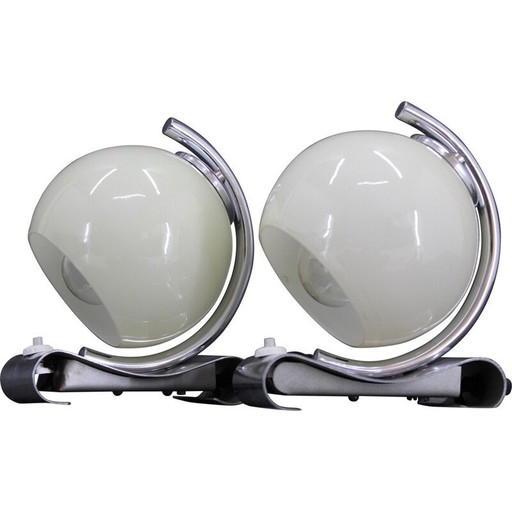 Pair of vintage Art Deco table lamps in chrome steel, Czechoslovakia 1930