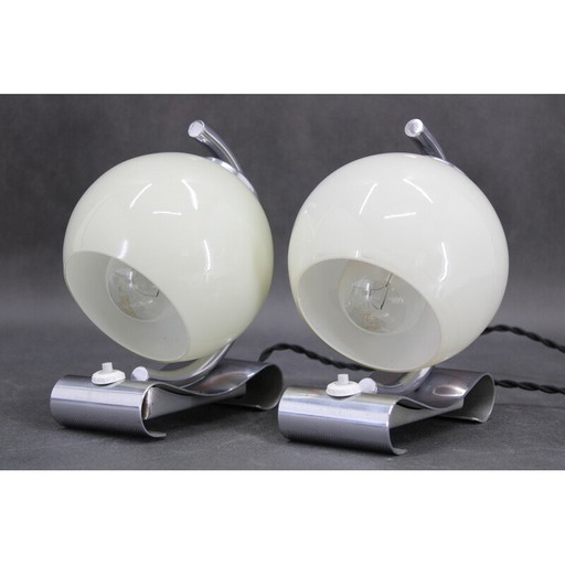 Pair of vintage Art Deco table lamps in chrome steel, Czechoslovakia 1930