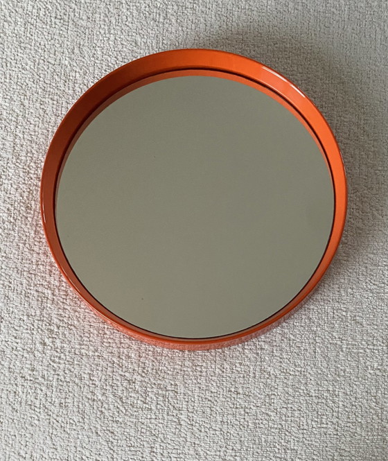 Image 1 of Specchio rotondo arancione vintage