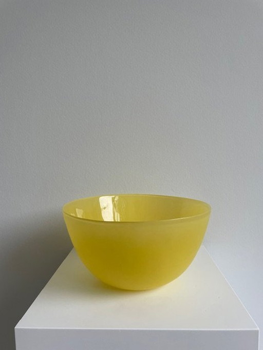 Bowl Executed In Yellow Frosted Glass