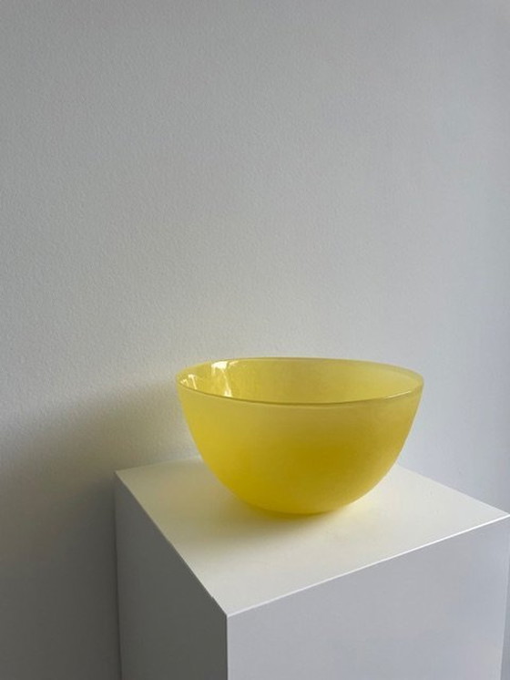 Image 1 of Bowl Executed In Yellow Frosted Glass