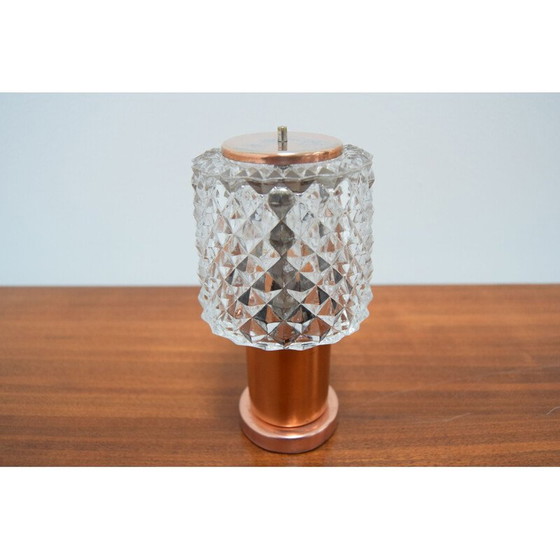 Image 1 of Vintage table lamp in copper and cut glass by Kamenicky Senov, Czechoslovakia 1970