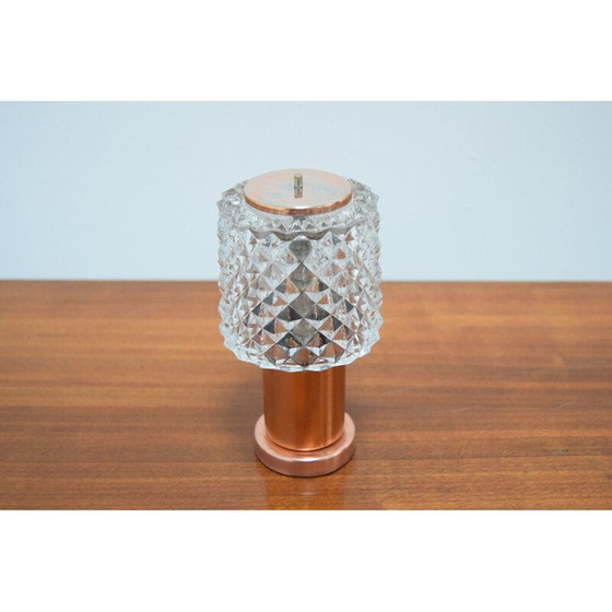 Image 1 of Vintage table lamp in copper and cut glass by Kamenicky Senov, Czechoslovakia 1970