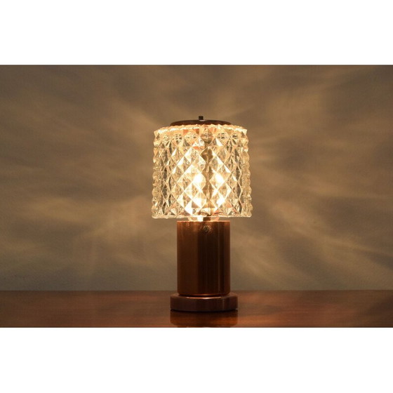 Image 1 of Vintage table lamp in copper and cut glass by Kamenicky Senov, Czechoslovakia 1970
