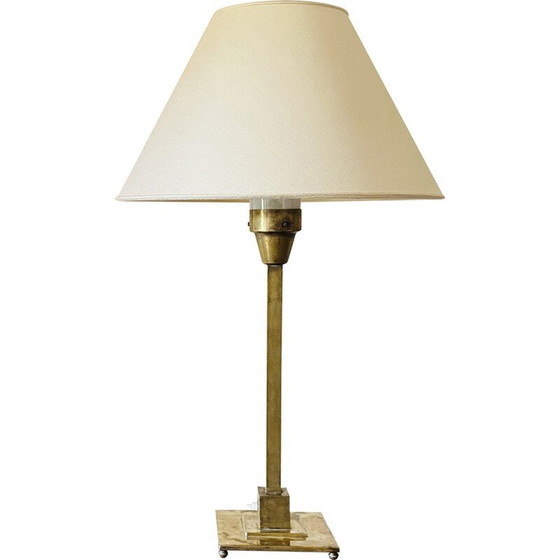 Image 1 of Lampada da tavolo vintage in ottone e vetro di A. Boffelli Milano, Italia 1935