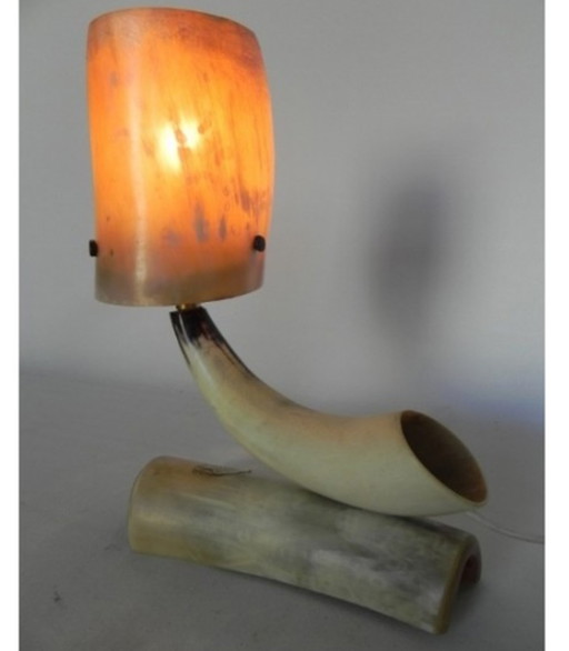 Vintage desk lamp made of horns