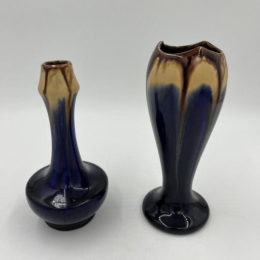 Duo Of Art Deco Vases In Thulin Earthenware