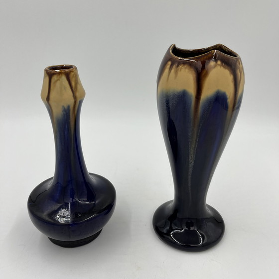 Image 1 of Duo Of Art Deco Vases In Thulin Earthenware