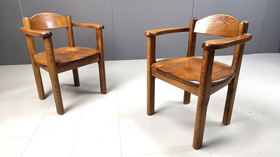 Image 1 of Fauteuils vintage en bois fabriqués en Belgique, années 1970