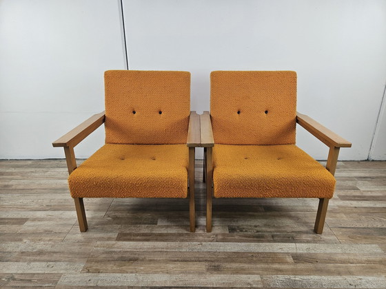 Image 1 of Pair Of 1960S Mid Century Upholstered Armchairs