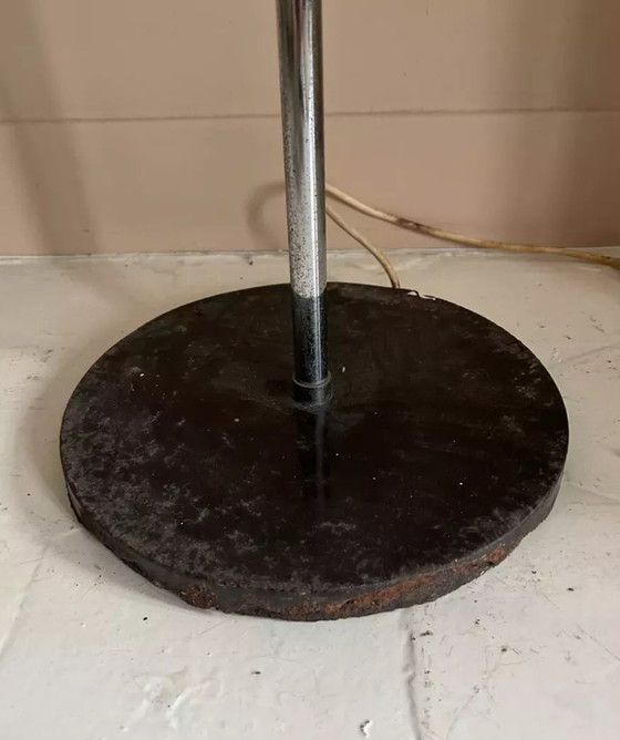 Image 1 of Monix Vintage Floor Lamp, Chrome And Brown Lacquered Metal