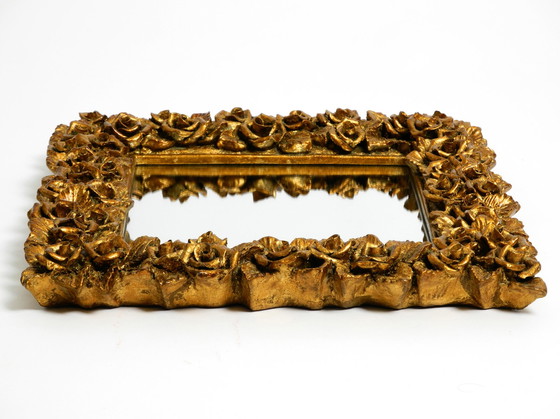 Image 1 of Three Mid Century wall mirrors from Italy with gilded frames decorated with roses