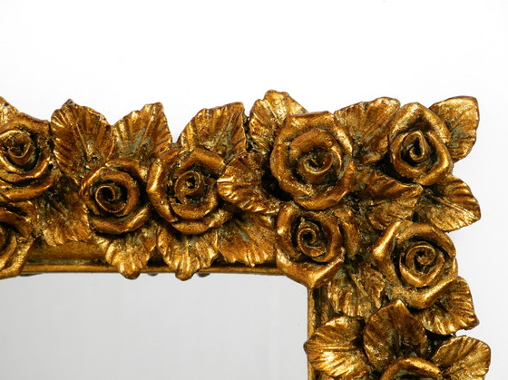 Image 1 of Three Mid Century wall mirrors from Italy with gilded frames decorated with roses