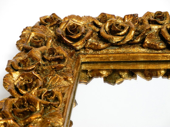 Image 1 of Three Mid Century wall mirrors from Italy with gilded frames decorated with roses