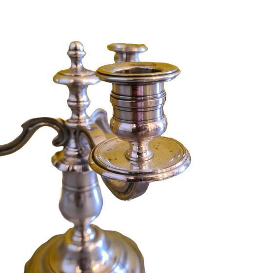 Image 1 of Pair of Silver Plated 3 Light Candlesticks, 2nd Half 20th Century