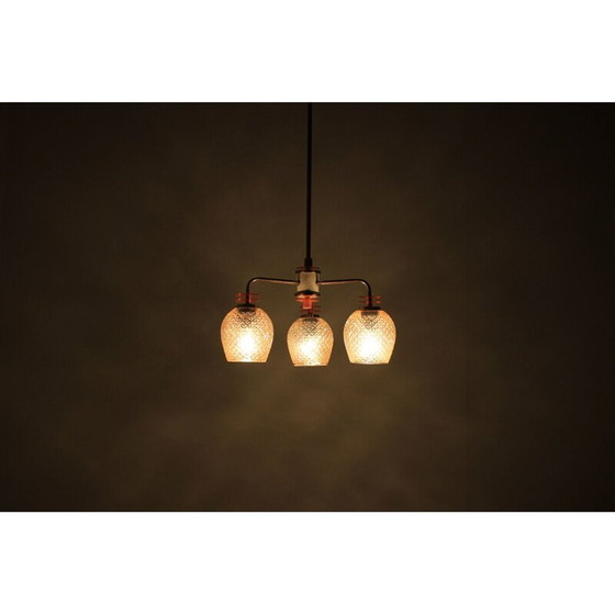 Image 1 of Lampadario vintage in vetro e plastica, Repubblica Ceca 1960