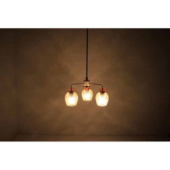 Image 1 of Lampadario vintage in vetro e plastica, Repubblica Ceca 1960