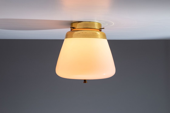 Image 1 of Itsu Opaline and Brass Ceiling Light