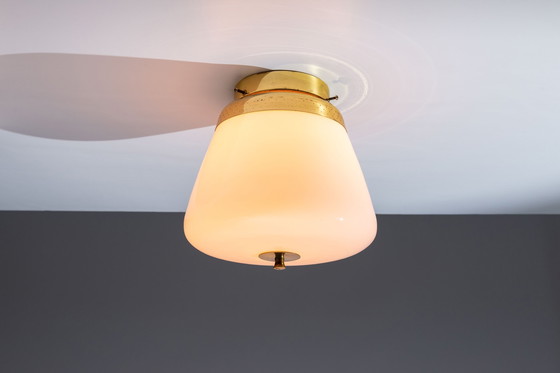 Image 1 of Itsu Opaline and Brass Ceiling Light