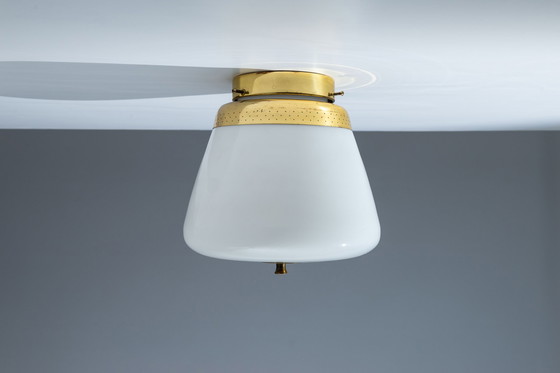 Image 1 of Itsu Opaline and Brass Ceiling Light