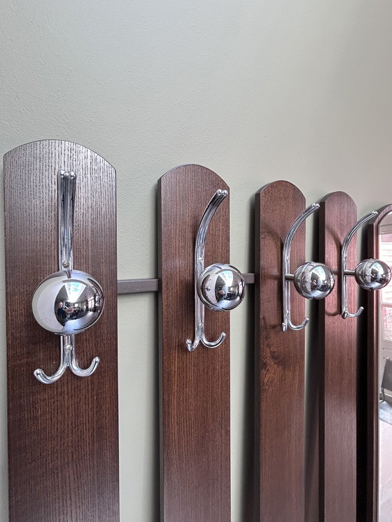 Image 1 of Vintage Wall Coat Rack With Mirror