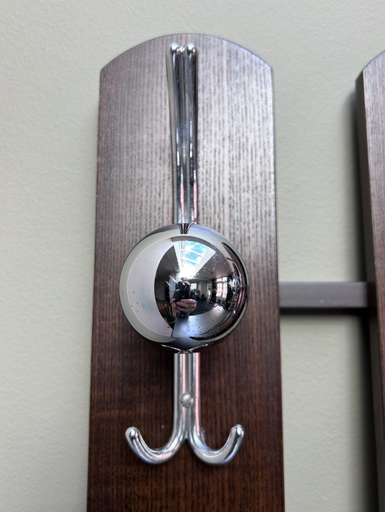 Image 1 of Vintage Wall Coat Rack With Mirror