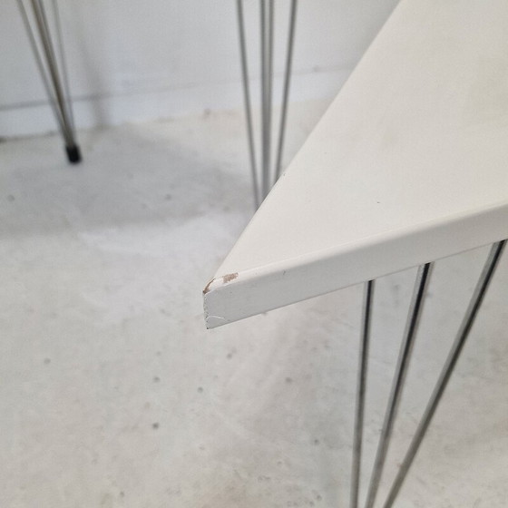 Image 1 of Set of 3 vintage triangular tables in plywood and metal for Pin-Age, Denmark 1980