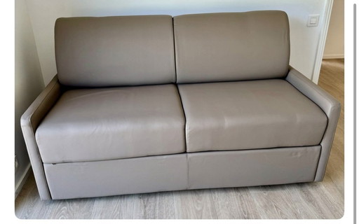 Sofa Bed Simili Cuir Taupe