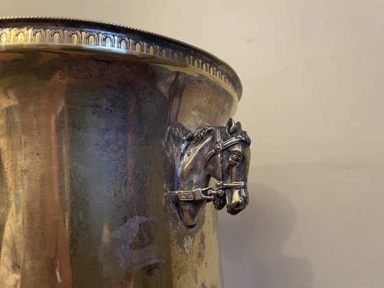 Image 1 of Champagne Cooler Wine Cooler Silvered Louis Roederer With Horse Heads