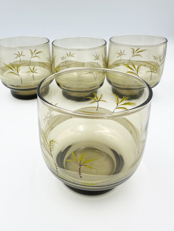 Image 1 of Verres tropicaux en verre fumé 1960