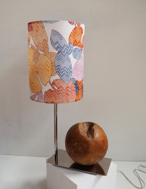 Image 1 of Natural Teak Ball Lamp/ Shadow Missoni Fabric