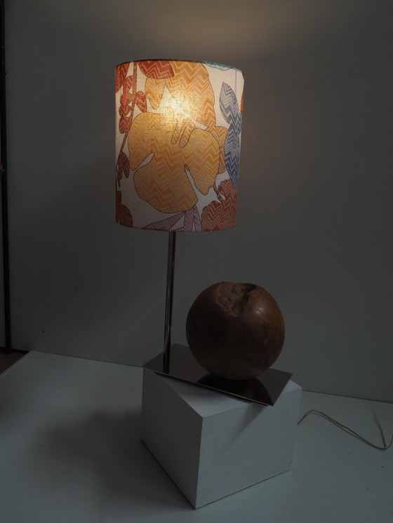 Image 1 of Natural Teak Ball Lamp/ Shadow Missoni Fabric