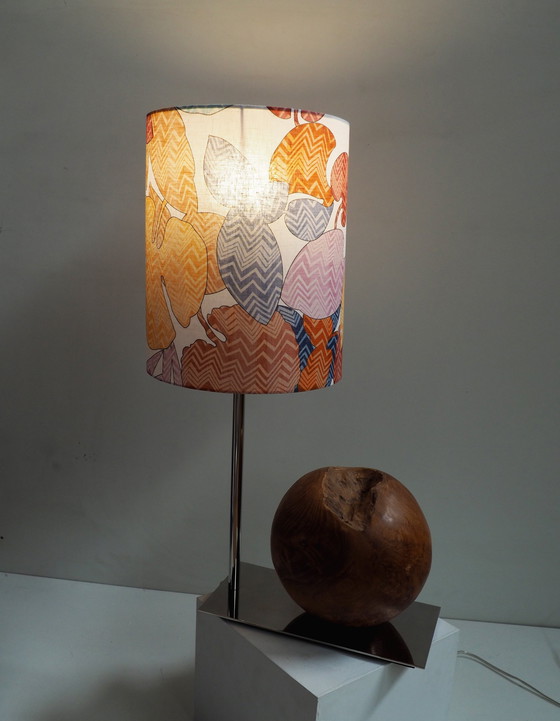 Image 1 of Natural Teak Ball Lamp/ Shadow Missoni Fabric