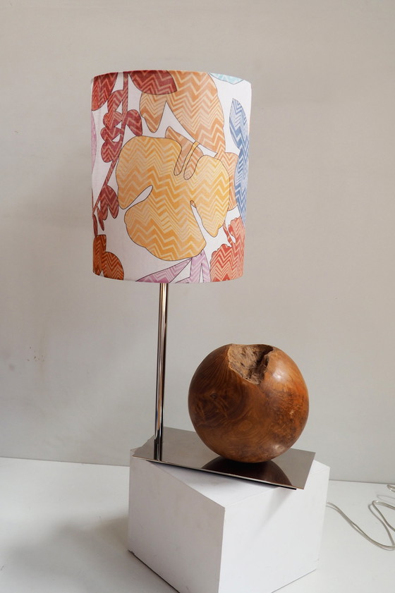 Image 1 of Natural Teak Ball Lamp/ Shadow Missoni Fabric