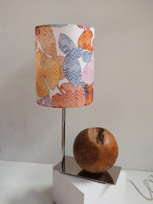 Natural Teak Ball Lamp/ Shadow Missoni Fabric