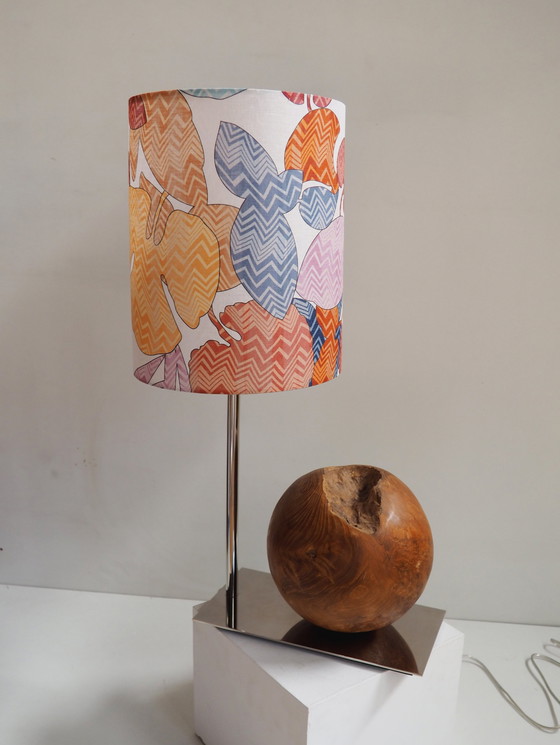 Image 1 of Natural Teak Ball Lamp/ Shadow Missoni Fabric