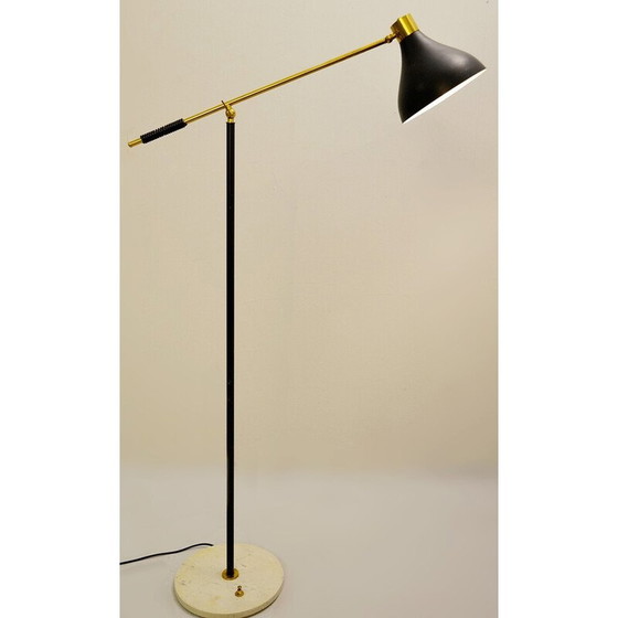 Image 1 of Vintage marble floor lamp and brass arms for Stilnovo, 1950