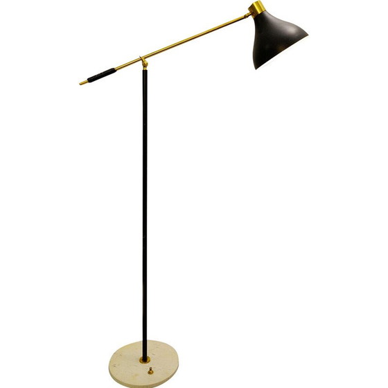 Image 1 of Vintage marble floor lamp and brass arms for Stilnovo, 1950